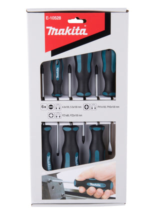 Makita E-10528 Jeu de tournevis 6 pces SL4 / SL5,5 / PH1 / PH2 / PZ1 / PZ2