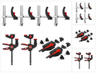 Bessey MFT-SET-A 14 tlg. Set zum fixieren und Spannen auf Multifunktionstischen zum sicheren Fixieren von Führungsschienen