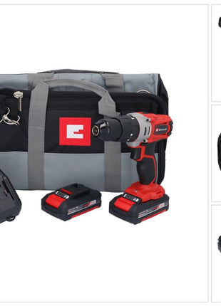 Taladro percutor inalámbrico Einhell TE-CD 18/2 Li-i-Kit 18 V 44 Nm + 2x baterías 1,5 Ah + cargador + bolsa