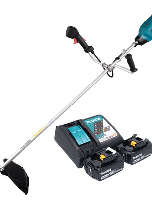 Desbrozadora de batería Makita DUR 369 ARF2 36 V (2x 18 V) 43 cm sin escobillas + 2x batería 3,0 Ah + cargador