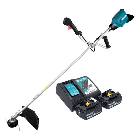 Desbrozadora de batería Makita DUR 369 ARG2 36 V (2x 18 V) 43 cm sin escobillas + 2x batería 6,0 Ah + cargador