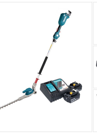 Cortasetos a batería Makita DUN 500 WRM2 18 V 50 cm sin escobillas + 2x baterías 4,0 Ah + cargador