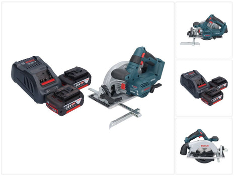 Bosch GKS 18V-57-2 Sega circolare professionale a batteria 18 V 165 mm brushless + 2x batteria ricaricabile 5,0 Ah + caricabatterie