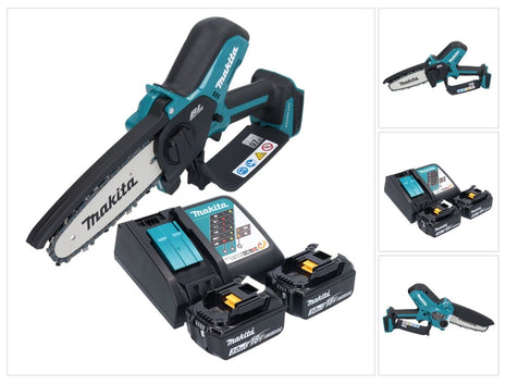 Motosierra a batería Makita DUC 150 RF2 18 V 15 cm sin escobillas + 2x baterías 3,0 Ah + cargador