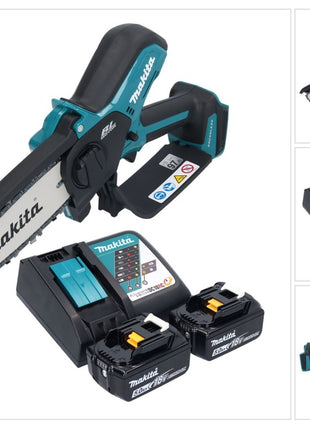 Makita DUC 150 RT2 Akku Kettensäge 18 V 15 cm Brushless + 2x Akku 5,0 Ah + Ladegerät