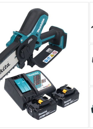 Motosierra a batería Makita DUC 150 RG2 18 V 15 cm sin escobillas + 2x baterías 6,0 Ah + cargador