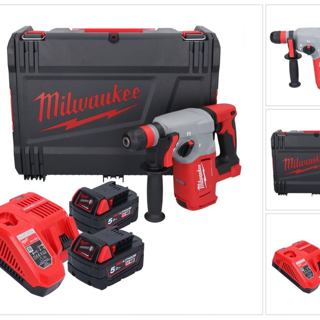 Martello combinato a batteria Milwaukee M18 BLHX-502X 18 V 2,3 J senza spazzole ( 4933478892 ) + 2x batteria ricaricabile 5,0 Ah + caricatore + scatola HD