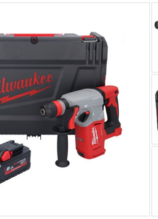 Milwaukee M18 BLHX-801X Marteau perforateur burineur sans fil 18 V 2,3 J Brushless + 1x Batterie 8,0 Ah + HD-Box - ohne Ladegert