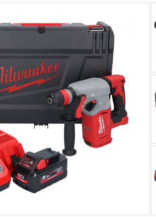 Milwaukee M18 BLHX-801X Marteau perforateur burineur sans fil 18 V 2,3 J Brushless + 1x Batterie 8,0 Ah + Ladegert + HD-Box