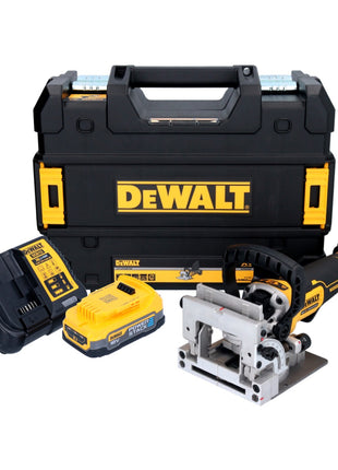 DeWalt DCW 682 E1T Akku Flachdübelfräse 18 V 102 x 20 mm Brushless + 1x Powerstack Akku 1,7 Ah + Ladegerät + TSTAK