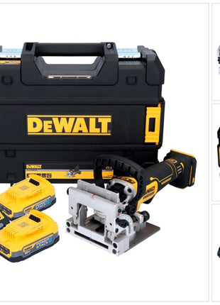 DeWalt DCW 682 E2T Akku Flachdübelfräse 18 V 102 x 20 mm Brushless + 2x Powerstack Akku 1,7 Ah + Ladegerät + TSTAK