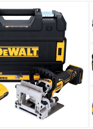 DeWalt DCW 682 NT Akku Flachdübelfräse 18 V 102 x 20 mm Brushless + 1x Akku 2,0 Ah + TSTAK - ohne Ladegerät