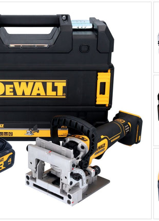 DeWalt DCW 682 NT Akku Flachdübelfräse 18 V 102 x 20 mm Brushless + 1x Akku 4,0 Ah + TSTAK - ohne Ladegerät