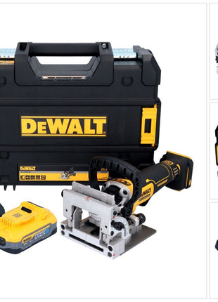 DeWalt DCW 682 H1T Akku Flachdübelfräse 18 V 102 x 20 mm Brushless + 1x Powerstack Akku 5,0 Ah + Ladegerät + TSTAK