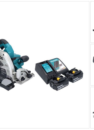 Makita DHS 900 RM2U Akku Handkreissäge 36 V ( 2x 18 V ) 235 mm Brushless + 2x Akku 4,0 Ah + Ladegerät + Bluetooth Adapter