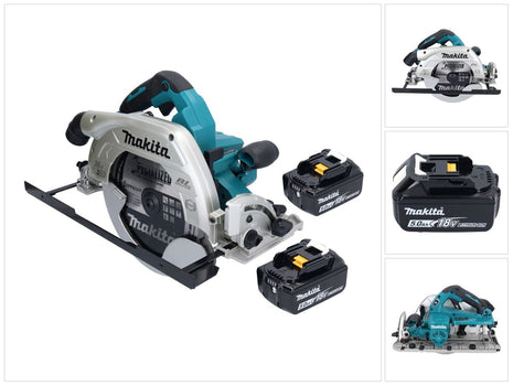 Sierra circular a batería Makita DHS 900 T2U 36 V (2x 18 V) 235 mm sin escobillas + 2x batería 5,0 Ah + adaptador Bluetooth - sin cargador