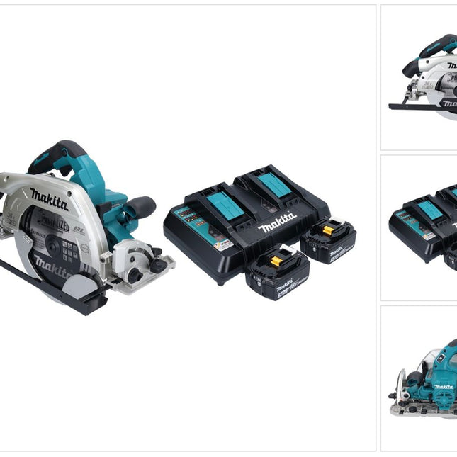 Makita DHS 900 PT2U Akku Handkreissäge 36 V ( 2x 18 V ) 235 mm Brushless + 2x Akku 5,0 Ah + Doppel Ladegerät + Bluetooth Adapter