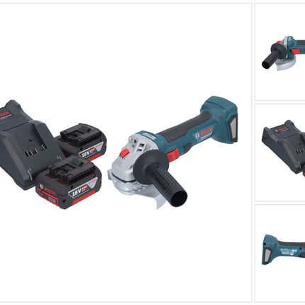 Bosch GWS 18V-7 Professional Akku Winkelschleifer 18 V 125 mm Brushless + 2x Akku 4,0 Ah + Ladegerät