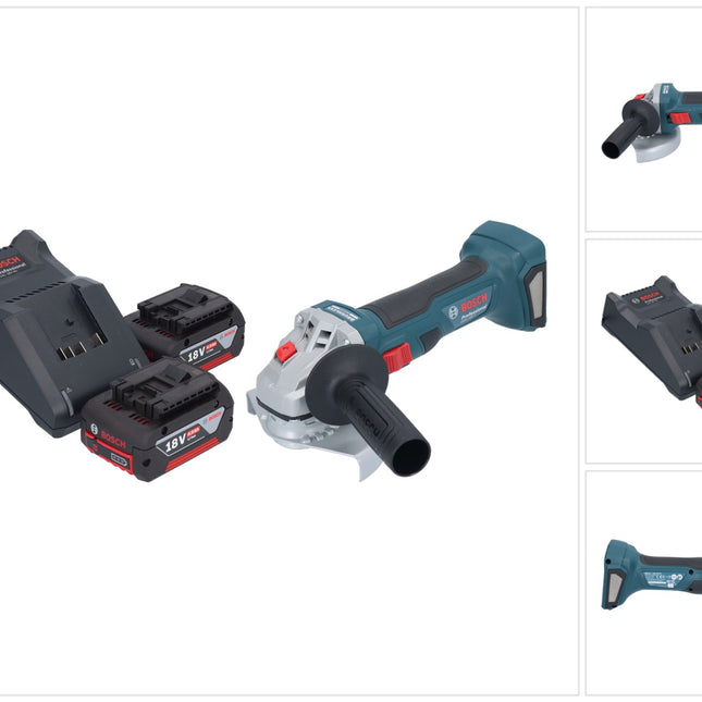 Bosch GWS 18V-7 Smerigliatrice angolare professionale a batteria 18 V 125 mm brushless + 2x batteria ricaricabile 4,0 Ah + caricabatterie