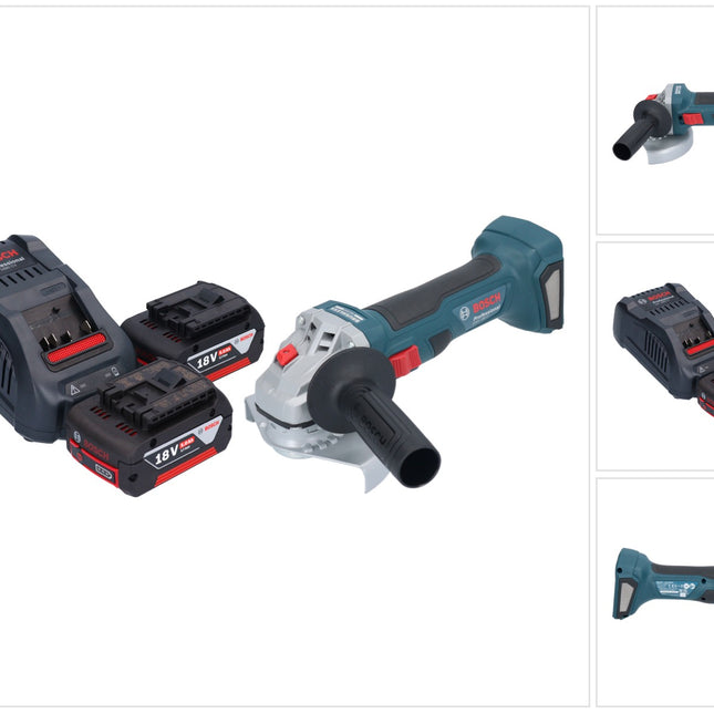 Bosch GWS 18V-7 Smerigliatrice angolare professionale a batteria 18 V 125 mm brushless + 2x batteria ricaricabile 5,0 Ah + caricabatterie