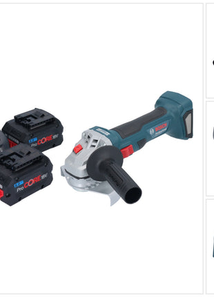 Bosch GWS 18V-7 Professional Akku Winkelschleifer 18 V 125 mm Brushless + 2x ProCORE Akku 8,0 Ah + Ladegerät