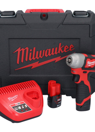 Milwaukee M12 BIW14-202C akumulatorowy klucz udarowy 12 V 50 Nm 1/4" ( 4933443897 ) + 2x akumulator 2,0 Ah + ładowarka + walizka