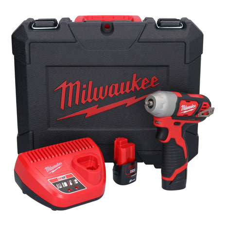 Avvitatore a impulsi a batteria Milwaukee M12 BIW14-202C 12 V 50 Nm 1/4" ( 4933443897 ) + 2x batteria ricaricabile 2,0 Ah + caricabatterie + custodia