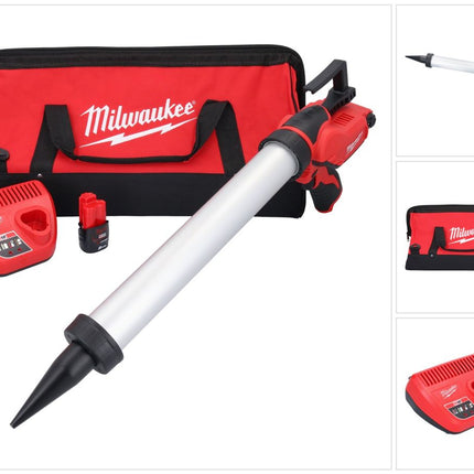 Milwaukee M12 PCG/600A-201B Akku Kartuschenpresse 12 V 600 ml ( 4933448764 ) + 1x Akku 2,0 Ah + Ladegerät + Tasche