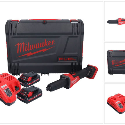 Milwaukee M18 FDGROVB-302X Akku Geradschleifer 18 V Brushless + 2x Akku 3,0 Ah + Ladegerät + HD Box