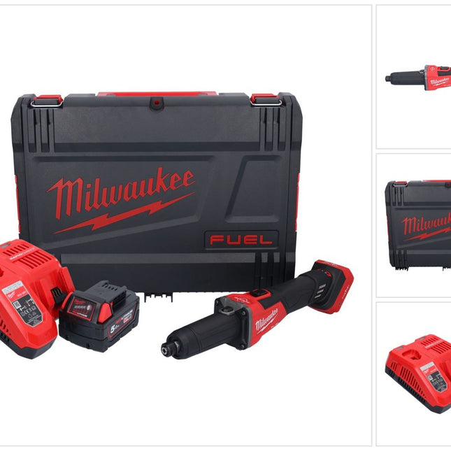 Milwaukee M18 FDGROVB-501X Akku Geradschleifer 18 V Brushless + 1x Akku 5,0 Ah + Ladegerät + HD Box