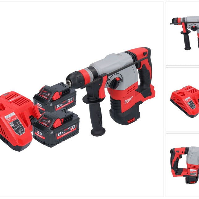 Milwaukee M18 HD18HX-552 Akku Kombihammer 18 V 2,4 J + 2x Akku 5,5 Ah + Ladegerät