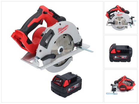 Sierra circular a batería Milwaukee M18 BLCS66-501 18 V 190 mm sin escobillas + 1x batería 5,0 Ah - sin cargador