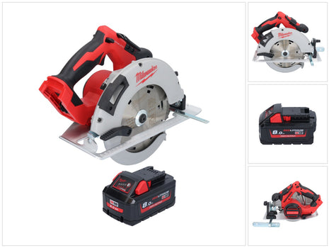 Sierra circular a batería Milwaukee M18 BLCS66-801 18 V 190 mm sin escobillas + 1x batería 8,0 Ah - sin cargador