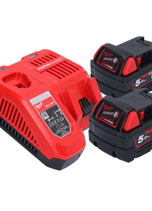 Milwaukee M18 FRAD2-502 perceuse d'angle sans fil 18 V 122 Nm Brushless + 2x batterie rechargeable 5,0 Ah + kit chargeur