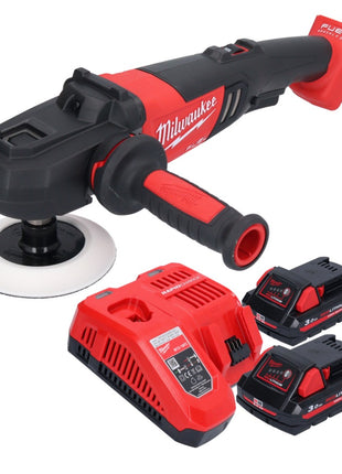 Pulidora a batería Milwaukee M18 FAP180-302 18 V 180 mm sin escobillas + 2x baterías 3,0 Ah + cargador