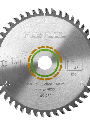 Festool Feinzahn Kreissägeblatt HW 160 x 20 x 2,2 mm W48 160 mm 48 Zähne ( 491952 ) - Toolbrothers