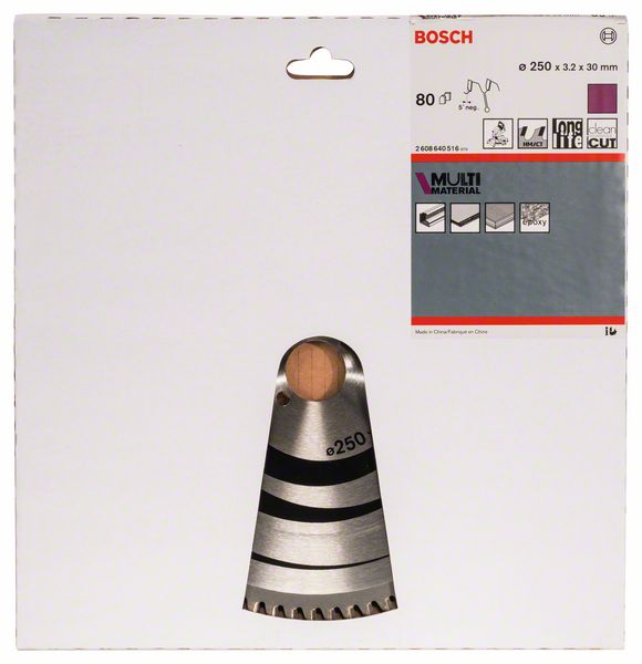 Lama circolare BOSCH Ø esterno 250 mm Numero di denti 80 HLTCG ( 4000909152 )