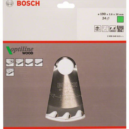 Lama circolare BOSCH Optiline Wood Ø esterno 190 mm Numero di denti 24 WZ ( 4000815429 )