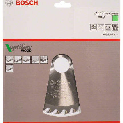 Lama circolare BOSCH Optiline Wood Ø esterno 190 mm Numero di denti 36 WZ ( 4000908913 )