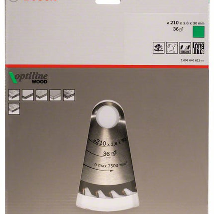 BOSCH Kreissägeblatt Optiline Wood Außen-Ø 210 mm Zähnezahl 36 WZ ( 4000908915 )