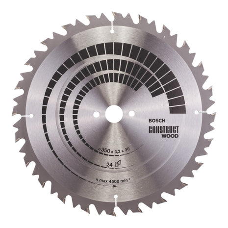 Bosch Professional Construct Wood Kreissägeblatt ( 2 608 640 702 ) 350 x 30 x 3,2 mm 24 Zähne für Holz