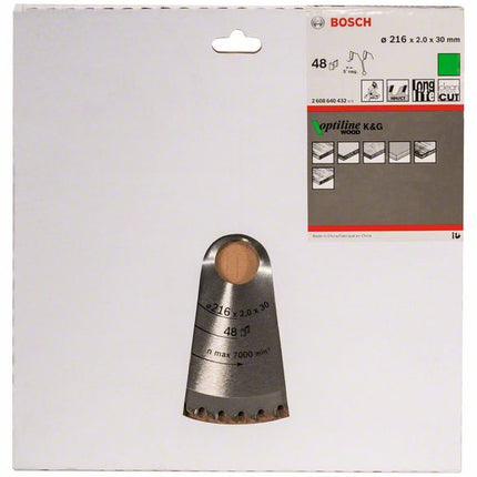 BOSCH Kreissägeblatt Optiline Wood Außen-Ø 216 mm Zähnezahl 48 WZ/N ( 8000342019 )