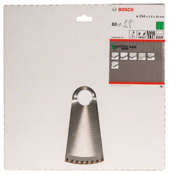 Lama circolare BOSCH Optiline Wood Ø esterno 254 mm Numero di denti 80 WZ/N ( 8000342016 )