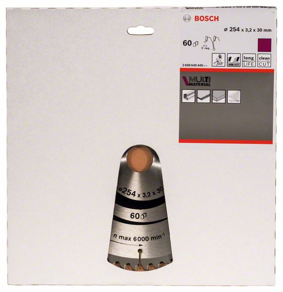 Lama circolare BOSCH Ø esterno 254 mm Numero di denti 60 HLTCG ( 8000342266 )