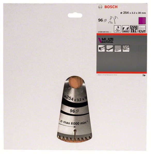 Lama circolare BOSCH Ø esterno 254 mm Numero di denti 96 HLTCG ( 8000342268 )