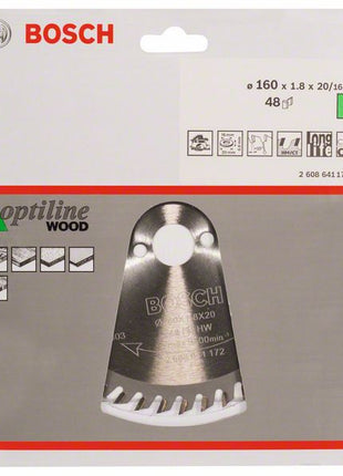 BOSCH Kreissägeblatt Optiline Wood Außen-Ø 160 mm Zähnezahl 48 WZ ( 8000341993 )