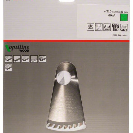 Lama circolare BOSCH Optiline Wood Ø esterno 210 mm Numero di denti 60 WZ ( 4000815442 )