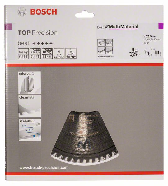 Lama circolare BOSCH Ø esterno 216 mm Numero di denti 64 HLTCG ( 8000342276 )