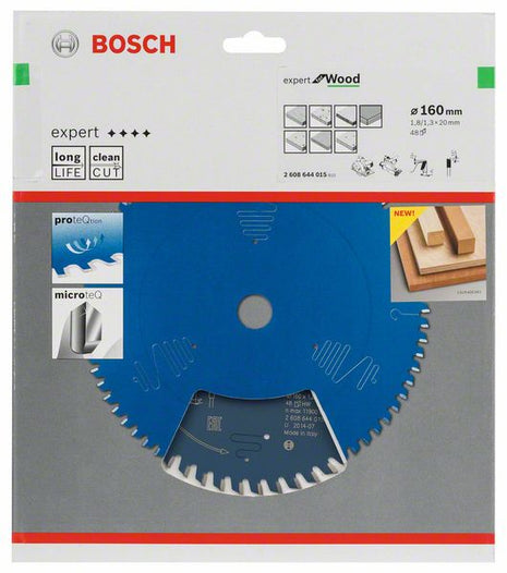 Hoja de sierra circular BOSCH Expert para madera diámetro exterior 160 mm número de dientes 48 WZ (8000342039)