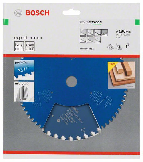 Hoja de sierra circular BOSCH Expert para madera diámetro exterior 190 mm número de dientes 40 WZ (8000342076)